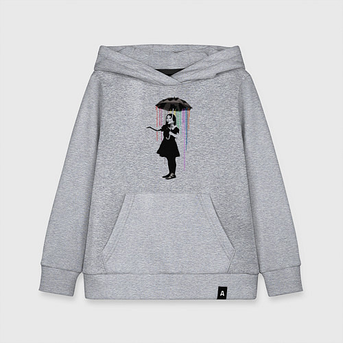 Детская толстовка-худи BANKSY БЭНКСИ девушка под зонтом / Меланж – фото 1