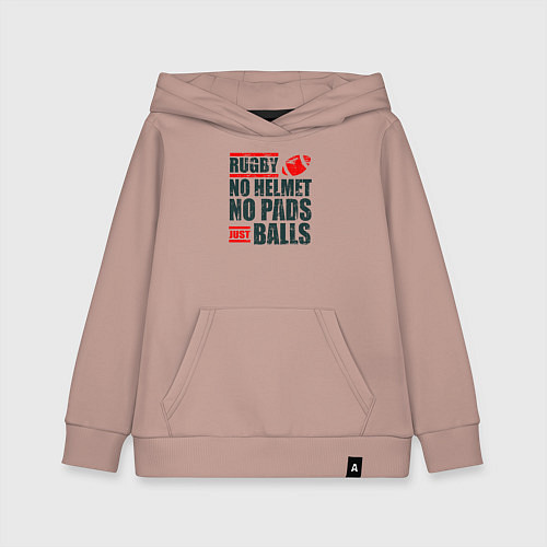 Детская толстовка-худи Регби без шлема, без щитков, только мяч / Пыльно-розовый – фото 1