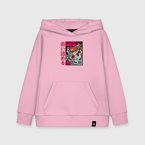 Детская толстовка-худи Японский тигр / Светло-розовый – фото 1