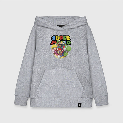 Детская толстовка-худи Компашка героев Super Mario / Меланж – фото 1