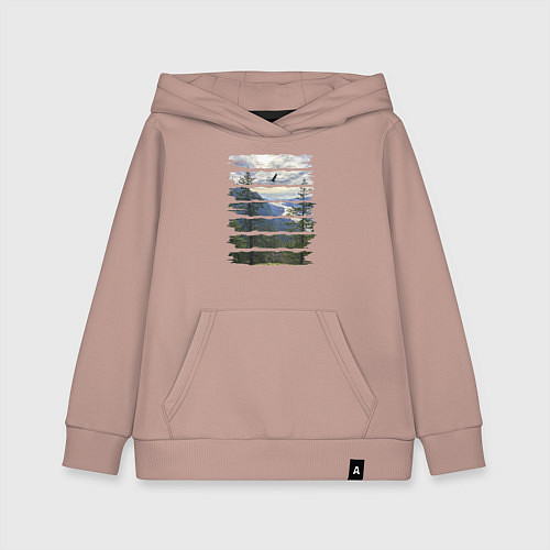 Детская толстовка-худи Горы, небо и птицы / Пыльно-розовый – фото 1
