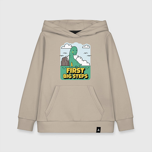 Детская толстовка-худи БРОНТОЗАВРИК МАЛЫШ / Миндальный – фото 1