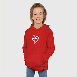 Толстовка детская хлопковая Сердце Скрипичный и Басовый Ключи, цвет: красный — фото 2