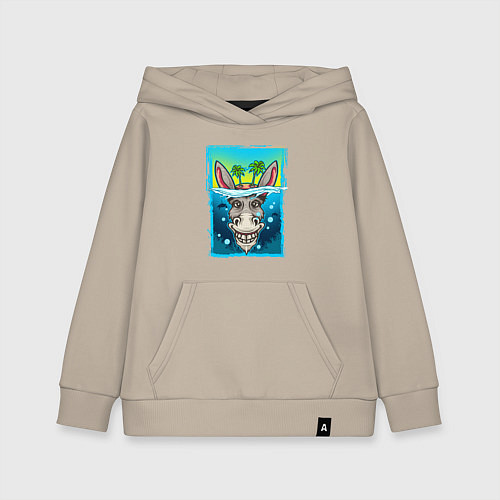 Детская толстовка-худи Голова осла в море / Миндальный – фото 1
