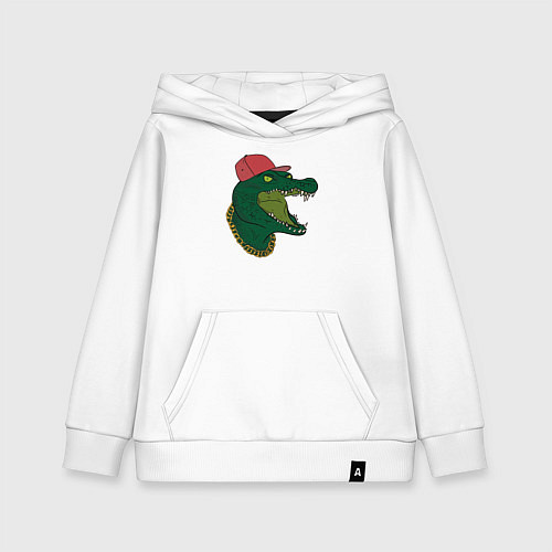 Детская толстовка-худи Крокодил рэпер / Белый – фото 1
