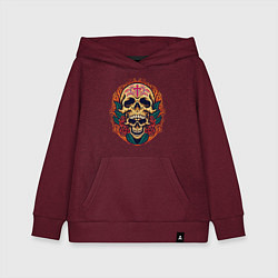 Толстовка детская хлопковая Cross - Skull, цвет: меланж-бордовый
