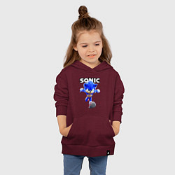 Толстовка детская хлопковая Sonic the Hedgehog 2022, цвет: меланж-бордовый — фото 2