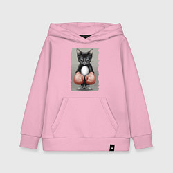 Детская толстовка-худи Крутой котяра в боксёрских перчатках Cool cat in b