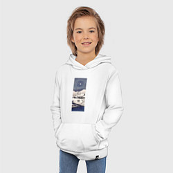 Толстовка детская хлопковая Snow at Nipponmatsu Зимняя деревня, цвет: белый — фото 2