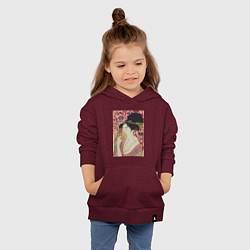 Толстовка детская хлопковая Kushi Портрет девушки, цвет: меланж-бордовый — фото 2
