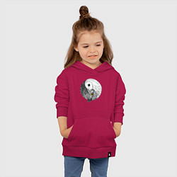 Толстовка детская хлопковая Инь Янь по совиному, цвет: маджента — фото 2