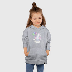 Толстовка детская хлопковая Милый Слонёнок и Крольчонок На Облаке, цвет: меланж — фото 2