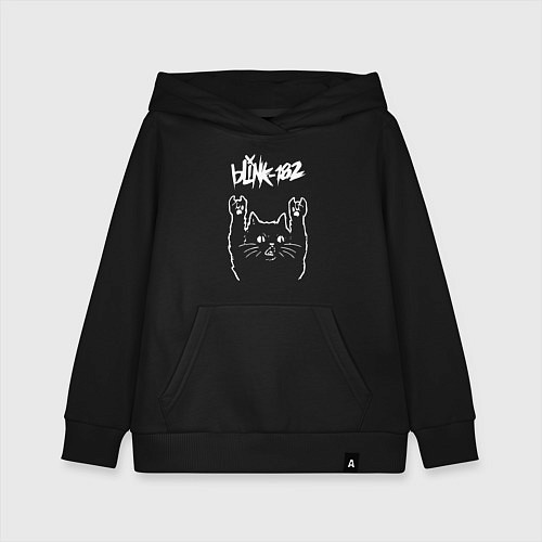 Детская толстовка-худи Blink 182 Рок кот / Черный – фото 1