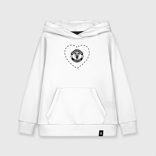 Детская толстовка-худи Лого Manchester United в сердечке / Белый – фото 1