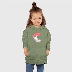 Толстовка детская хлопковая Милый Крольчонок С Красным Зонтиком, цвет: авокадо — фото 2