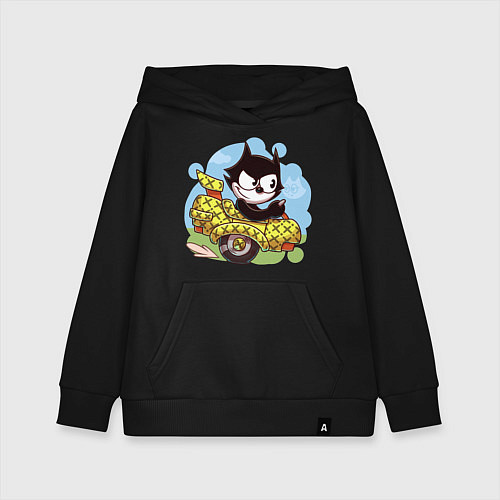 Детская толстовка-худи Felix - the cat / Черный – фото 1
