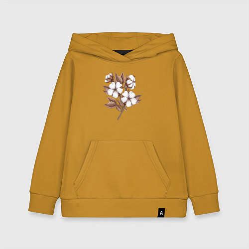 Детская толстовка-худи Цветы хлопка в букете / Горчичный – фото 1
