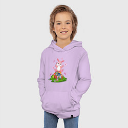 Толстовка детская хлопковая BUNNY PAINTS EGGS, цвет: лаванда — фото 2