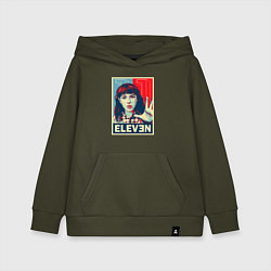Толстовка детская хлопковая Stranger Things Eleven, цвет: хаки