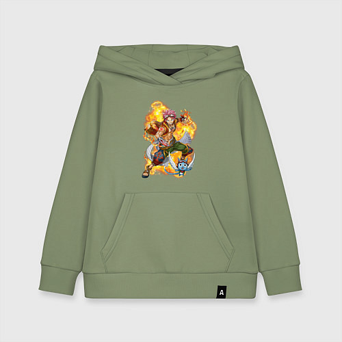 Детская толстовка-худи Нацу Драгнил и Хеппи / Авокадо – фото 1