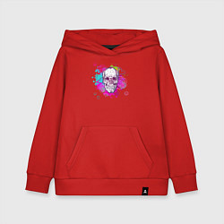Толстовка детская хлопковая Красочный Череп Арт Графити, цвет: красный