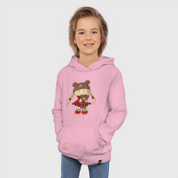 Толстовка детская хлопковая GIRL WITH A TEDDY BEAR, цвет: светло-розовый — фото 2