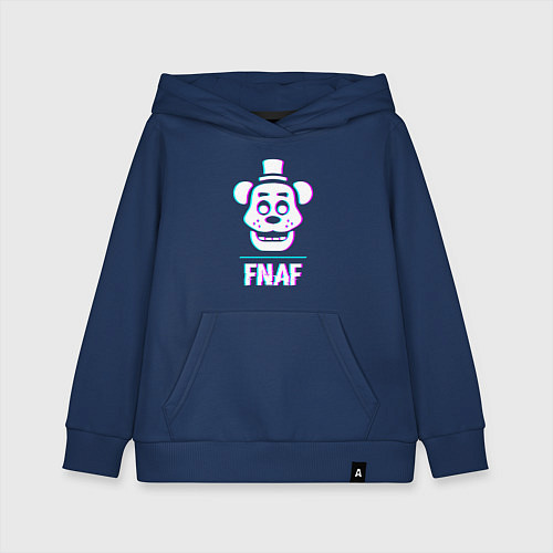 Детская толстовка-худи FNAF в стиле glitch и баги графики / Тёмно-синий – фото 1