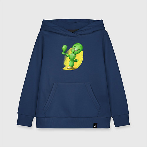 Детская толстовка-худи Забавный кактус / Тёмно-синий – фото 1