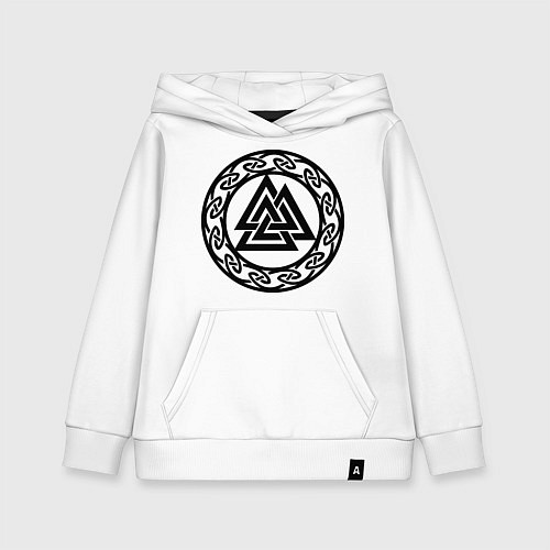 Детская толстовка-худи Валькнут - символ Одина / Белый – фото 1