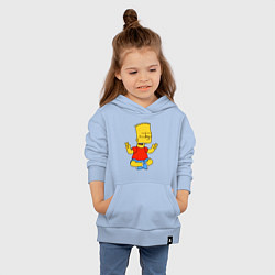 Толстовка детская хлопковая Барт Симпсон - сидит со скрещенными пальцами, цвет: мягкое небо — фото 2