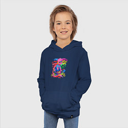 Толстовка детская хлопковая Барт Симпсон - крутой скейтер - разноцветные клякс, цвет: тёмно-синий — фото 2