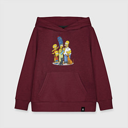 Толстовка детская хлопковая Семейка Симпсонов встречает Новый Год!, цвет: меланж-бордовый