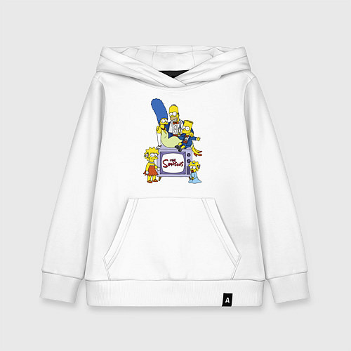 Детская толстовка-худи Семейка Симпсонов в праздничных нарядах / Белый – фото 1