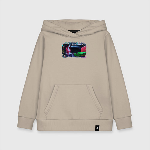 Детская толстовка-худи Гараж в стиле киберпанк / Миндальный – фото 1