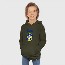 Толстовка детская хлопковая Brasil Football, цвет: хаки — фото 2