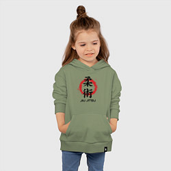 Толстовка детская хлопковая Jiu jitsu red splashes logo, цвет: авокадо — фото 2