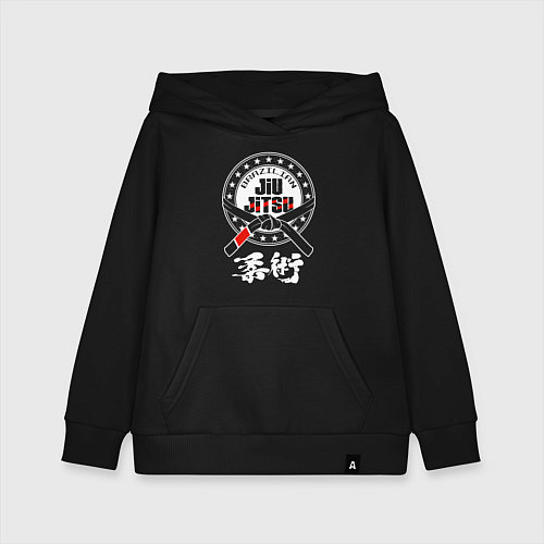 Детская толстовка-худи Brazilian splashes Jiu jitsu logo / Черный – фото 1