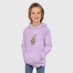 Толстовка детская хлопковая Кролик с фонариком новогодний, цвет: лаванда — фото 2