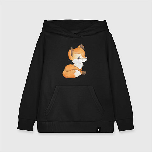 Детская толстовка-худи Маленький лисенок арт / Черный – фото 1