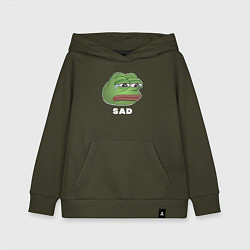 Толстовка детская хлопковая Sad Pepe art, цвет: хаки