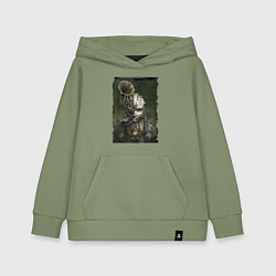 Толстовка детская хлопковая Девушка в механистическом костюме, цвет: авокадо