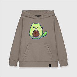 Толстовка детская хлопковая Avocado green cat, цвет: утренний латте