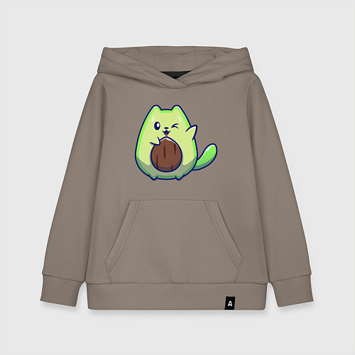 Детская толстовка-худи Avocado green cat / Утренний латте – фото 1