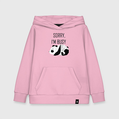 Детская толстовка-худи Извини я занят - панда / Светло-розовый – фото 1