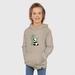 Толстовка детская хлопковая Панда бамбук и стрекоза, цвет: миндальный — фото 2