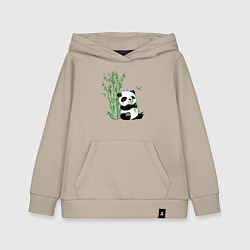 Толстовка детская хлопковая Панда бамбук и стрекоза, цвет: миндальный