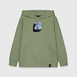 Толстовка детская хлопковая Лисичка на качелях, цвет: авокадо