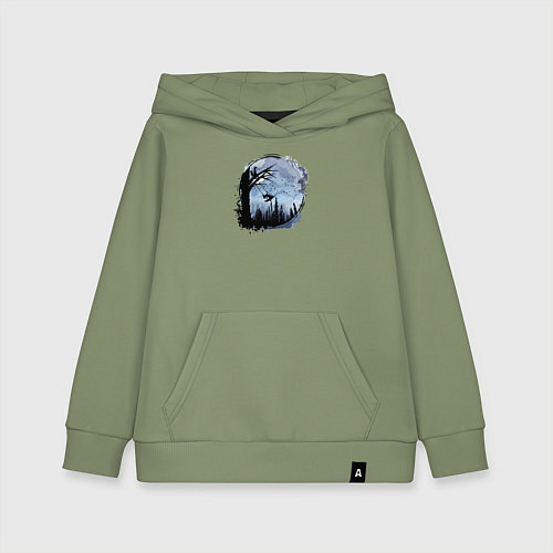 Детская толстовка-худи Лисичка на качелях / Авокадо – фото 1