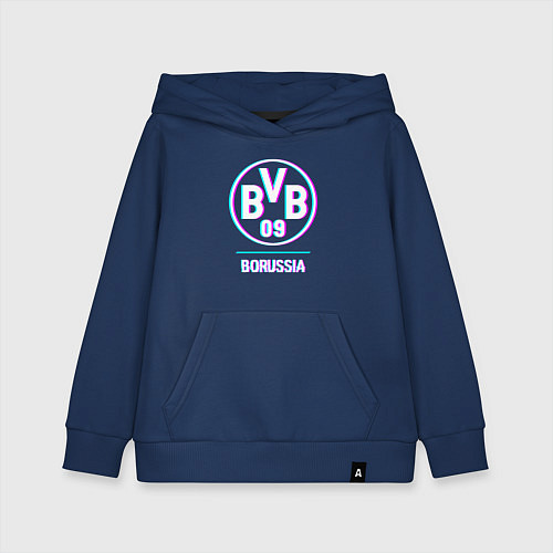 Детская толстовка-худи Borussia FC в стиле glitch / Тёмно-синий – фото 1