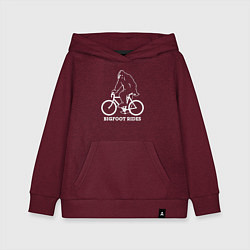 Толстовка детская хлопковая Бигфут на велосипеде, цвет: меланж-бордовый